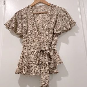 SHEIN Women Blouse/ Color - Tan and Brown/ Size - XS